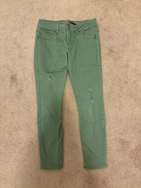 Warehouse one bottoms up Skinny crop Jeans in Olive Green size 4